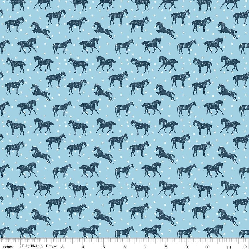 Bluegrass Charm Horses (Multiple Colors) Cotton Quilting Fabric by Melissa Mortenson for Riley Blake - Sold by 1/2 Yard, continuously cut.