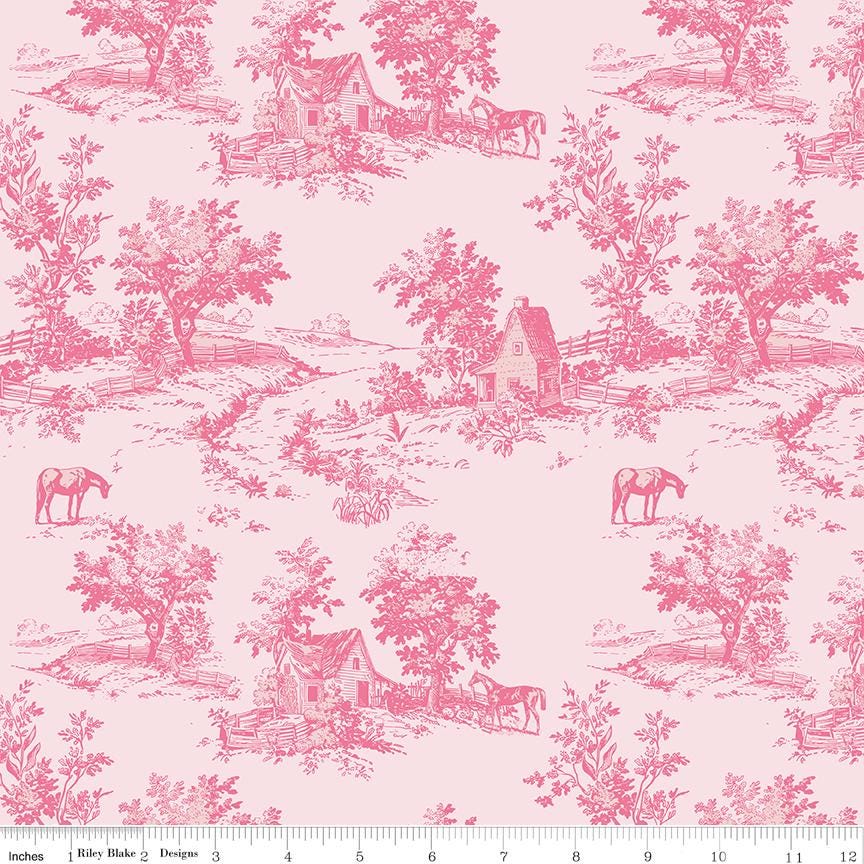 Bluegrass Charm Toile (Multiple Colors) Cotton Quilting Fabric by Melissa Mortenson for Riley Blake - Sold by 1/2 Yard, continuously cut.
