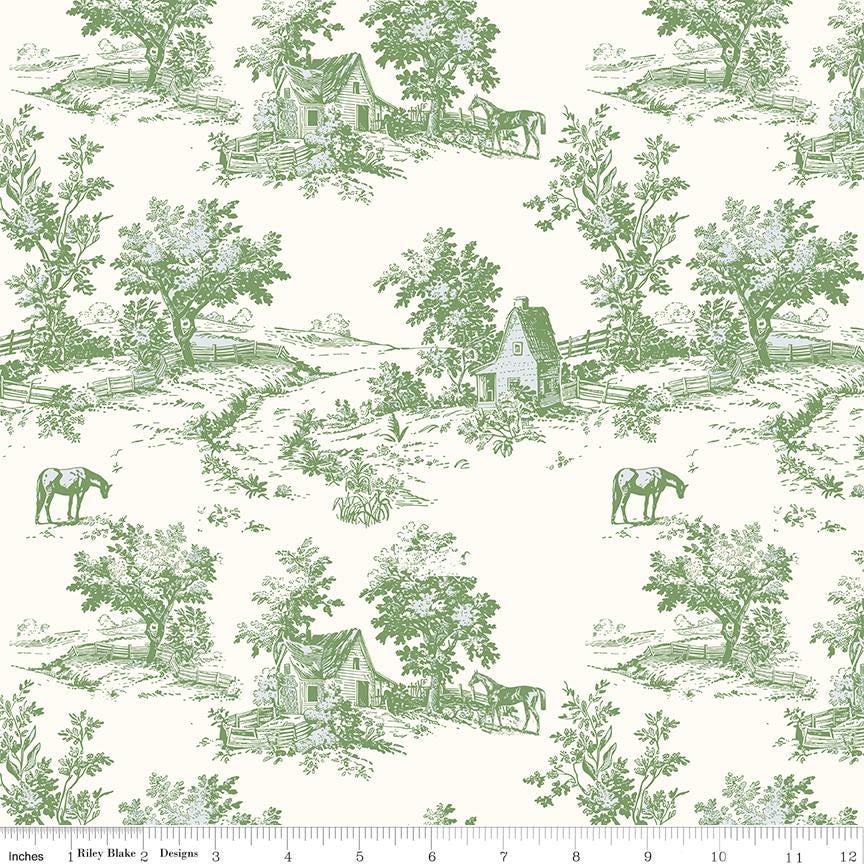Bluegrass Charm Toile (Multiple Colors) Cotton Quilting Fabric by Melissa Mortenson for Riley Blake - Sold by 1/2 Yard, continuously cut.