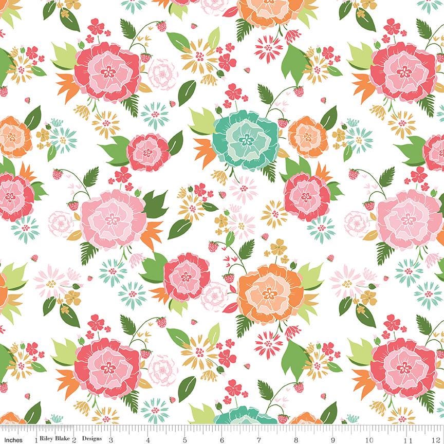 Summer Skies and Fireflies Main White - 100% Cotton Quilting Fabric by Gracie Larson for Riley Blake- Sold by the 1/2 yard. 5-16370-42
