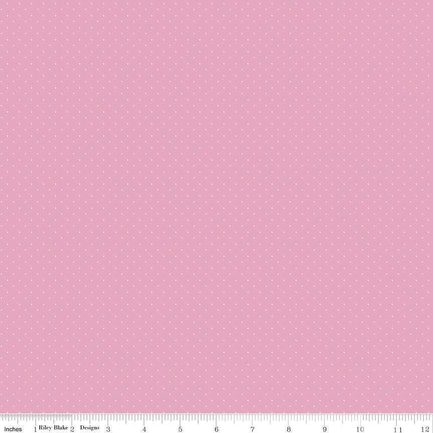 American Jane Pindots - Tiny White Dots on Pink Cotton Quilting Fabric by Riley Blake Designs - C840 - Sold in 1/2 yard increments