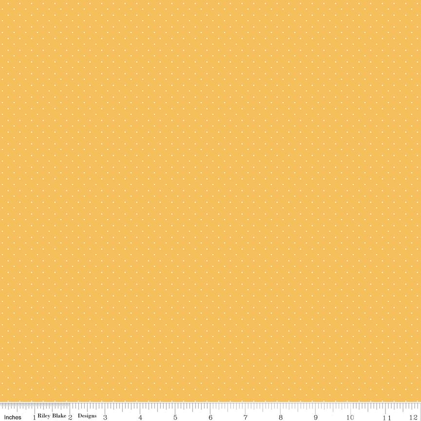 American Jane Pindots - Tiny White Dots on Yellow Cotton Quilting Fabric by Riley Blake Designs - C840 - Sold in 1/2 yard increments