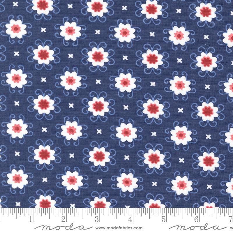 Star Spangled Patriotic Flowers Quilt Cotton Fabric by April Rosenthal/Moda Fabrics - Sold in 1/2 yard increments, continuous cut. 24173-13