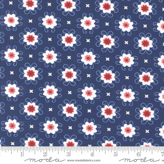 Star Spangled Patriotic Flowers Quilt Cotton Fabric by April Rosenthal/Moda Fabrics - Sold in 1/2 yard increments, continuous cut. 24173-13