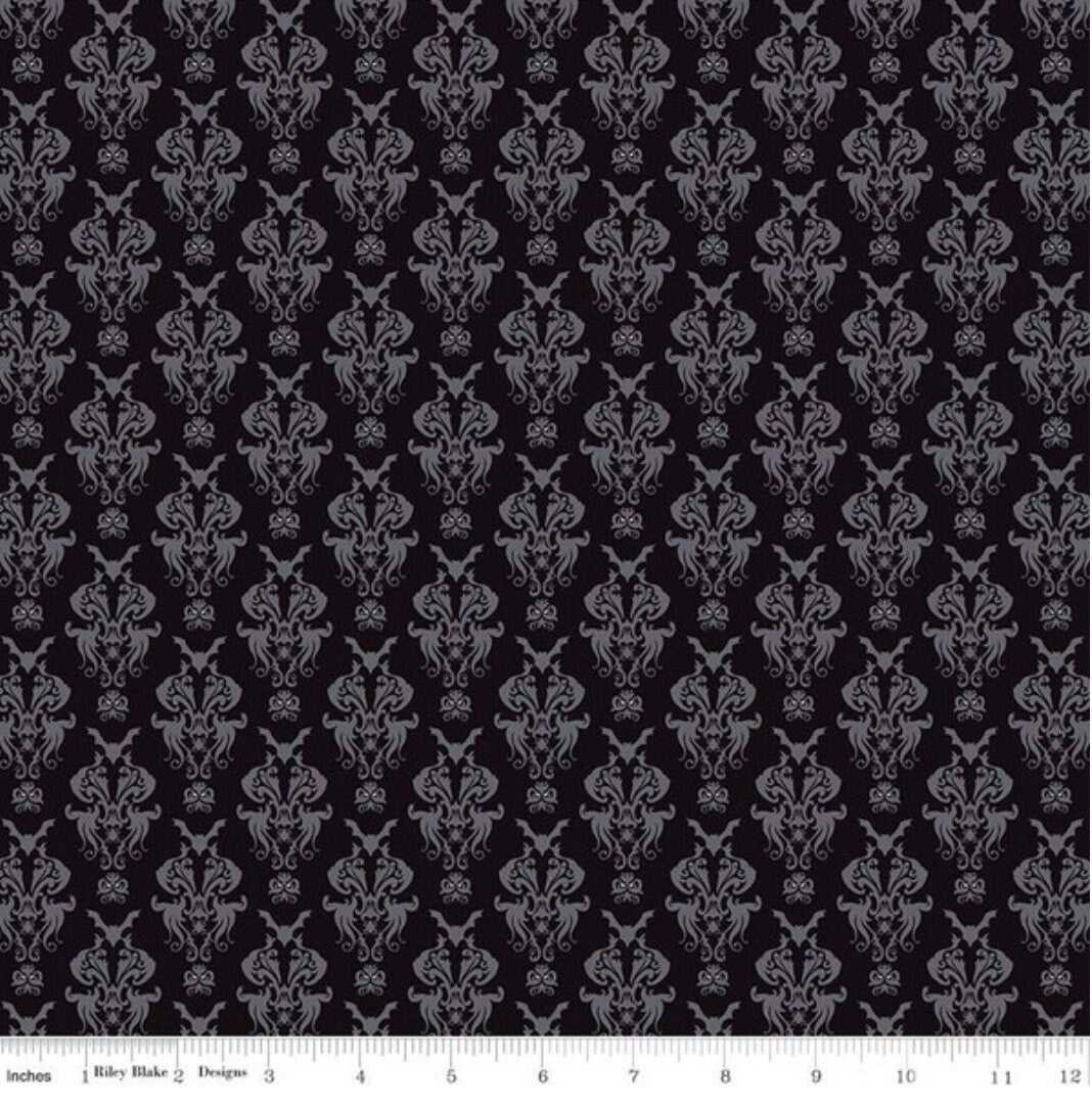 C10571 - Spooky Hollow Damask Black - Melissa Mortenson for Riley Blake