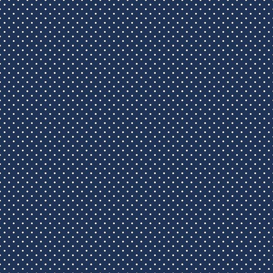 White Swiss Dot on Navy by Riley Blake Designs - C670-21 - Sold in 1/2 yard increments, continuously cut