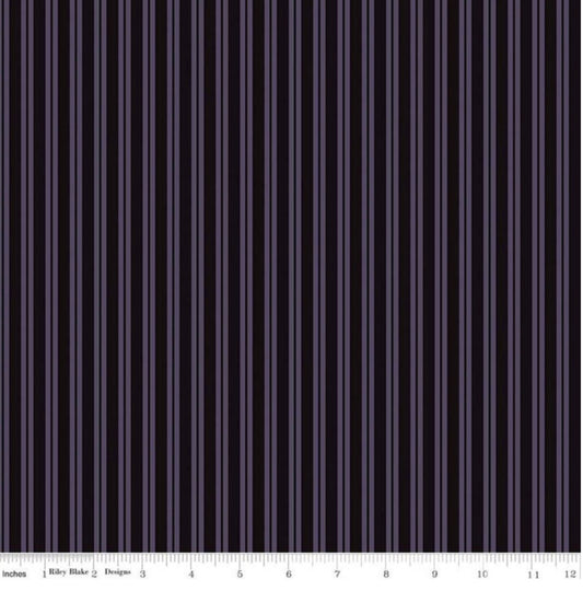C10577 - Spooky Hollow Stripes Eggplant - by Melissa Mortenson for Riley Blake
