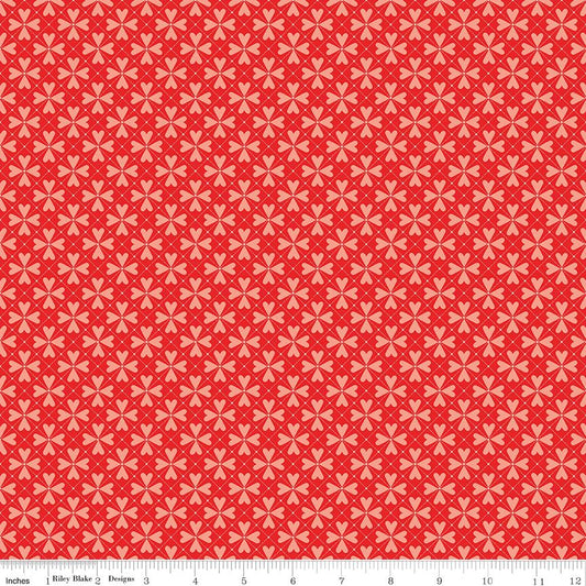 You & Me Hearts Grid - Red C15405 by Sandy Gervais for Riley Blake Designs- 1/2 yard increments, continuously cut