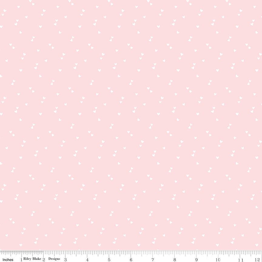 Seasonal Basics - Hearts Pink  C55-Pink by Riley Blake Designs.  Sold in 1/2 yard increments continuous cut.