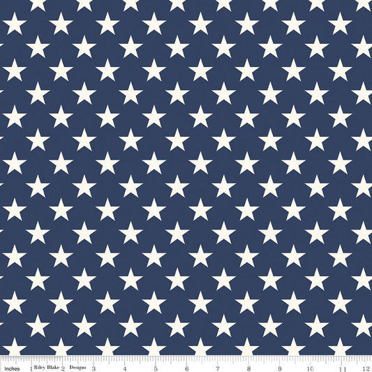 Freedom Garden Stars - Blue - by My Mind's Eye for Riley Blake Designs - sold in 1/2 yard increments, continuously cut. C15622-BLUE