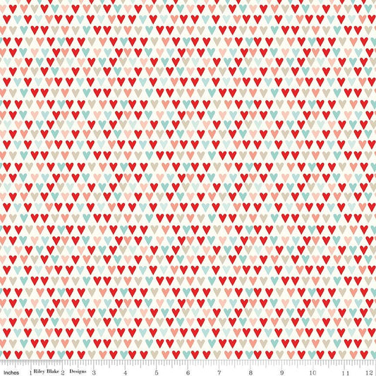 You & Me Hearts - Cream C15403 by Sandy Gervais for Riley Blake Designs - 1/2 yard increments, continuously cut