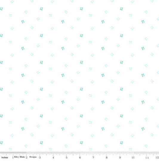 C11354- Quilt Fair Sewing Machines Aqua - by Tasha Noel for Riley Blake - 1/2 Yard Continuous Cut