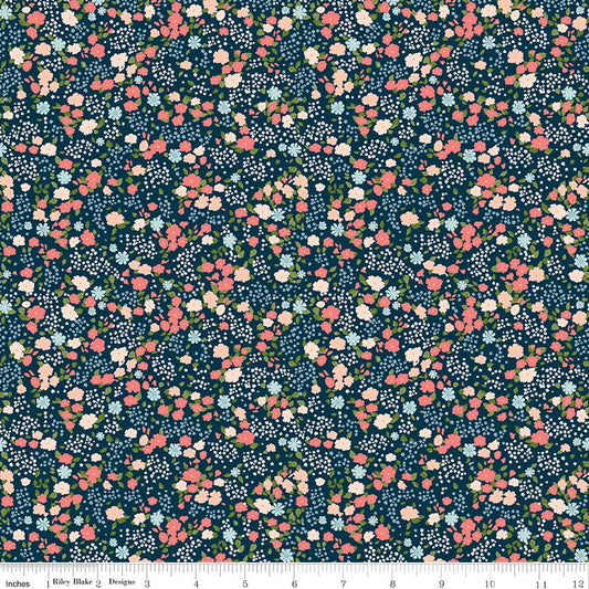 Day in the Life Floral - Oxford - Echo Park Paper for Riley Blake Designs - 1/2 yard continuously cut