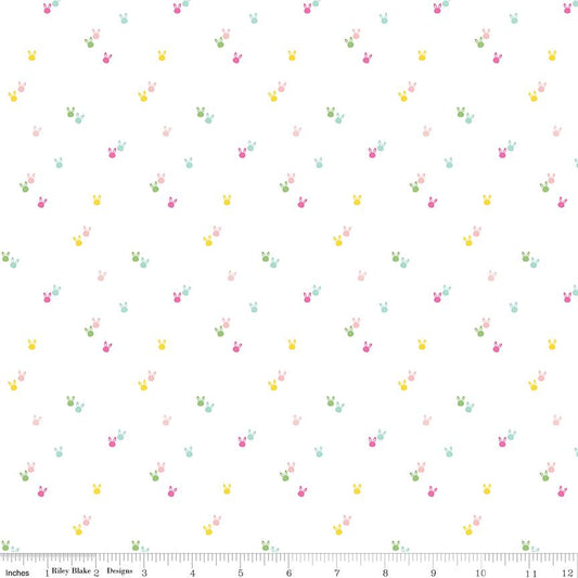 Seasonal Basics Bunnies White - C656 by Christopher Thompson for Riley Blake Designs - 1/2 Yard increments, continuous cut