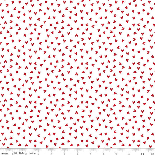 My Valentine White - C14154 by Echo Park Paper for Riley Blake Designs - 1/2 yard increments continuous cut.