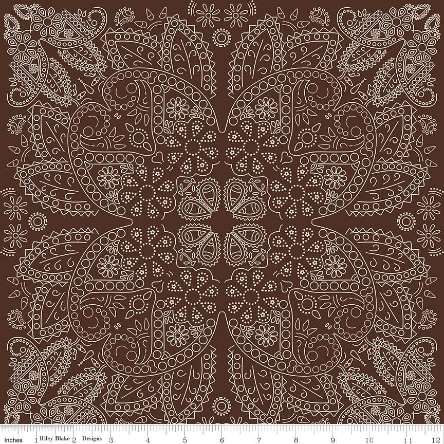Cowboys Bandana Brown - C15493-BROWN by Echo Park Paper for Riley Blake Designs - 1/2 Yard Increments, continuously cut