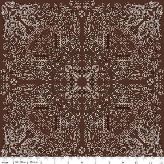 Cowboys Bandana Brown - C15493-BROWN by Echo Park Paper for Riley Blake Designs - 1/2 Yard Increments, continuously cut