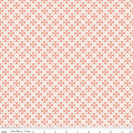 You & Me Hearts Grid- Cream C15405 by Sandy Gervais for Riley Blake Designs - 1/2 Yard increments, continuously cut