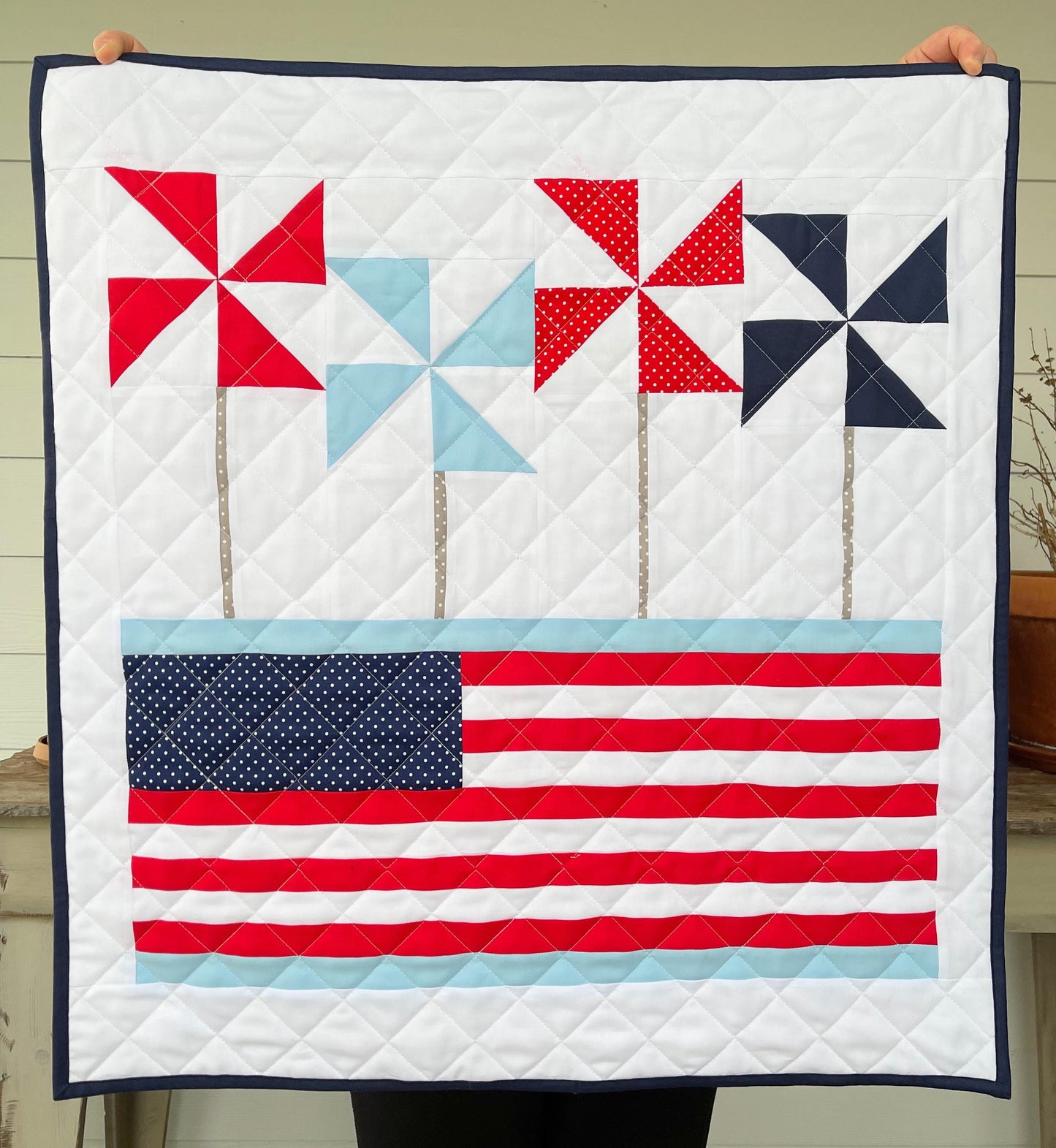 Red, White & Whirl Mini Quilt Kit  - Includes Pattern and Fabric for Top and Binding - Premium Quilting Cotton Designed by Lucky Hill Quilts