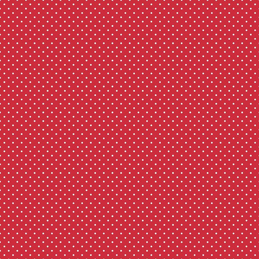 White Swiss Dot on Red by Riley Blake Designs - C670-80 - sold in 1/2 yard increments, continuously cut