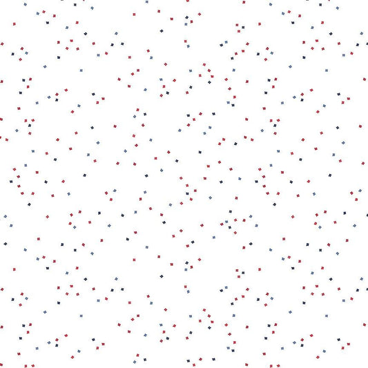 Blossoms on White - Uncle Sam  C730 by Christopher Thompson for Riley Blake Designs - 1/2 yard increments, continuous cut