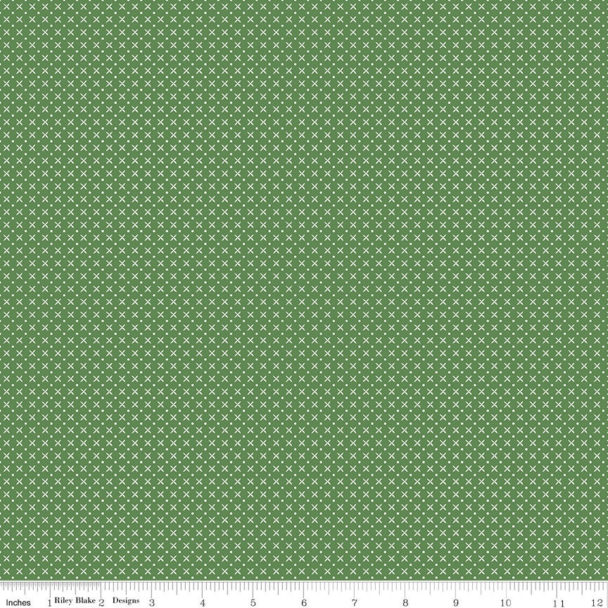 Tulip Cottage Stitches Green C14267  by Melissa Mortensen for Riley Blake Designs - Sold in 1/2 Yard Increments, Continuous Cut