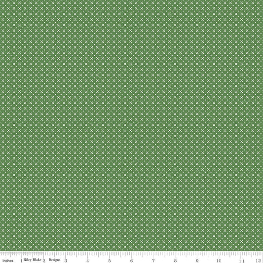 Tulip Cottage Stitches Green C14267  by Melissa Mortensen for Riley Blake Designs - Sold in 1/2 Yard Increments, Continuous Cut