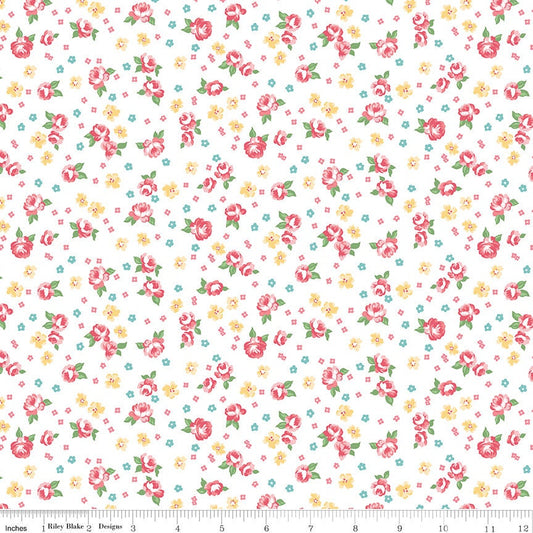Notting Hill Floral White - C10202 - by Amy Smart of Diary of a Quilter by Riley Blake Designs - 1/2 Yard increments, continous