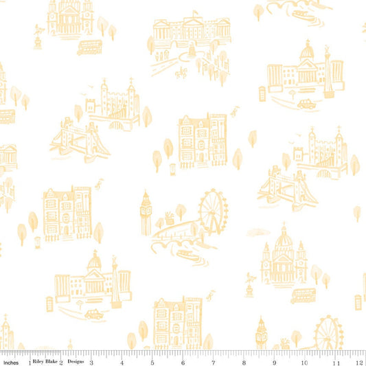 Notting Hill London- Yellow by Diary of a Quilter for Riley Blake Designs - C10201 - 1/2 Yard Continuously Cut