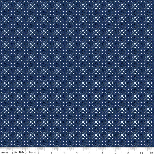 Tulip Cottage Stitches Navy - C14267  by Melissa Mortenson for Riley Blake Designs - Sold in 1/2 Yard Increments, Continuous Cut