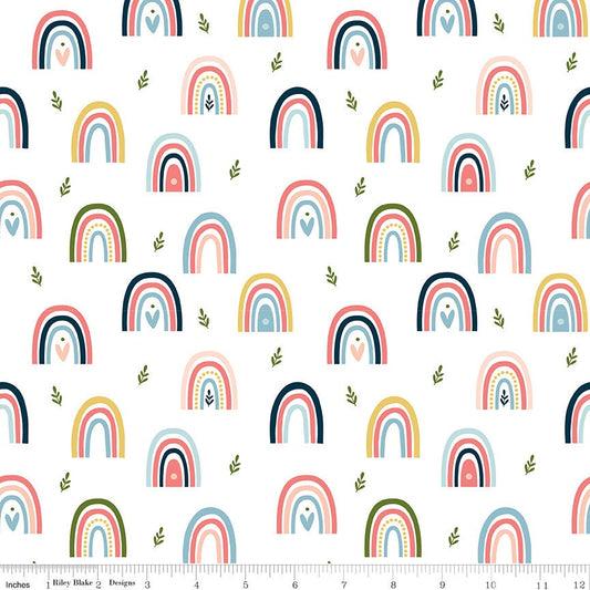Day in the Life - Rainbows - C13661 - White by Echo Park Paper for Riley Blake Designs. 1/2 Yard Increments, continuous cut