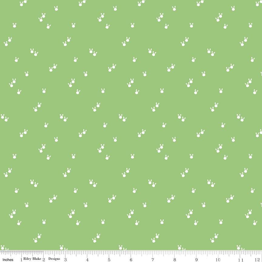 Seasonal Basics - Bunnies  Green - C-656 by Christopher Thompson for Riley Blake Designs - 1/2 yard increments, continuous cut