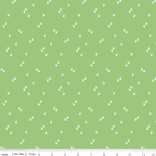 Seasonal Basics - Bunnies  Green - C-656 by Christopher Thompson for Riley Blake Designs - 1/2 yard increments, continuous cut