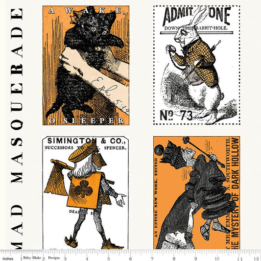 Mad Masquerade Trading Cards Panel - CD11951-TRADING - by J.Wecker Frisch for Riley Blake Designs  12" Repeat - Sold in 1/2 Yard Increments