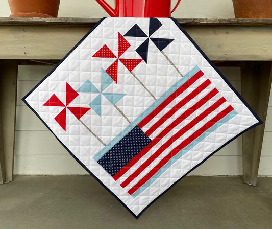 Red, White & Whirl Mini Quilt Kit  - Includes Pattern and Fabric for Top and Binding - Premium Quilting Cotton Designed by Lucky Hill Quilts