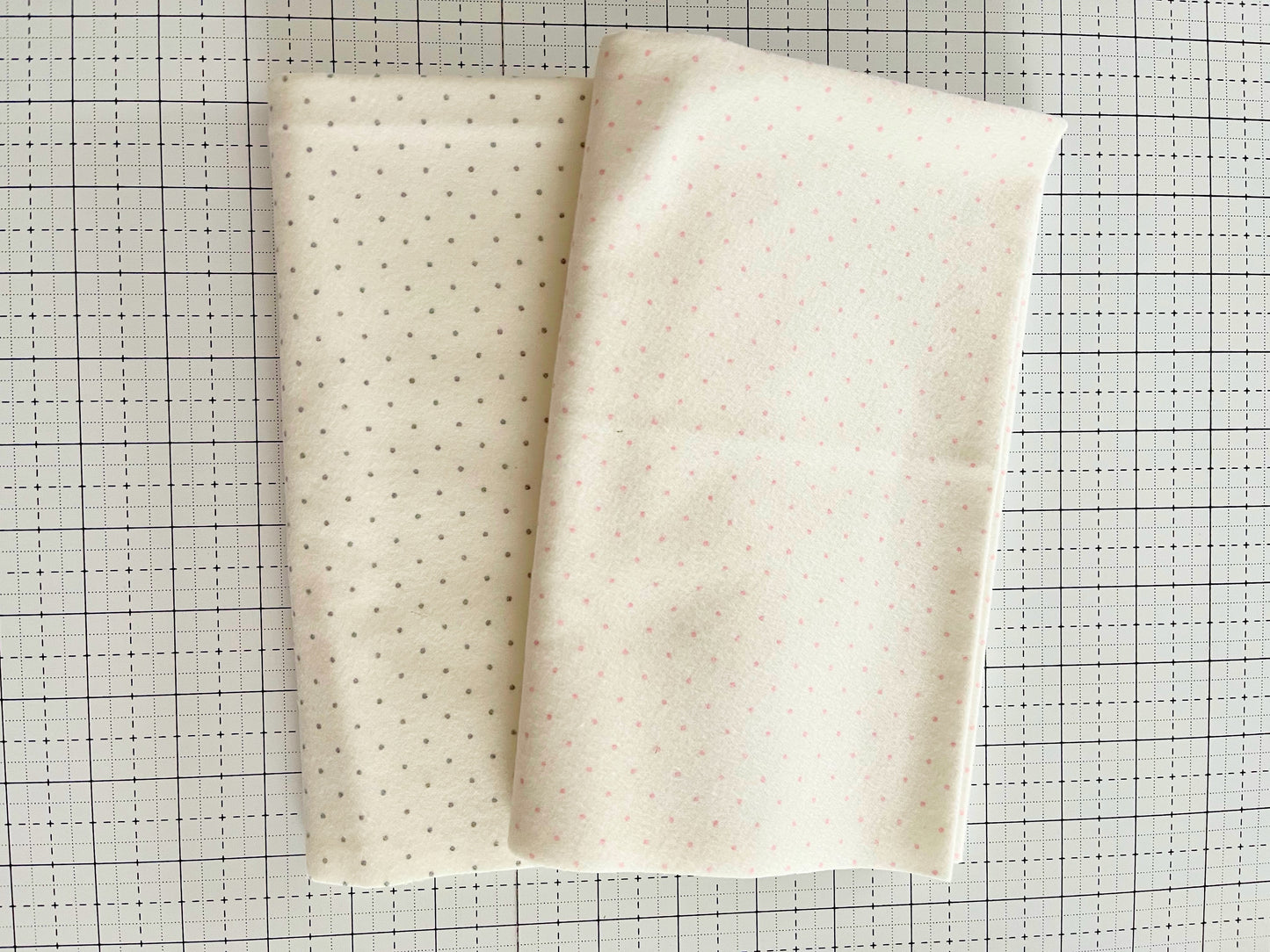 Flannel Dots on White - Gray or Pink by Riley Blake Designs F16028 - Sold in 1/2 Yard increments, continuously cut