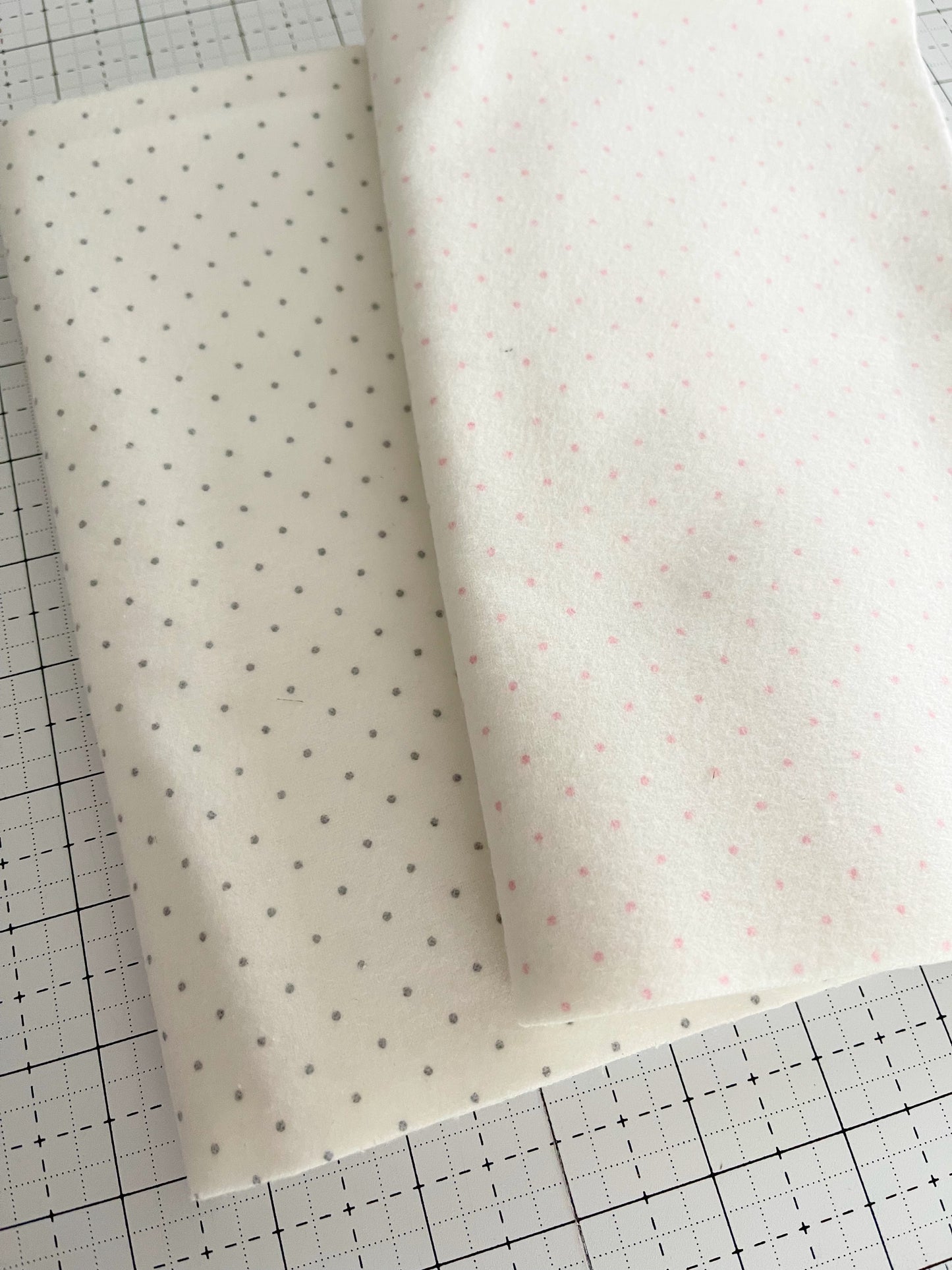 Flannel Dots on White - Gray or Pink by Riley Blake Designs F16028 - Sold in 1/2 Yard increments, continuously cut