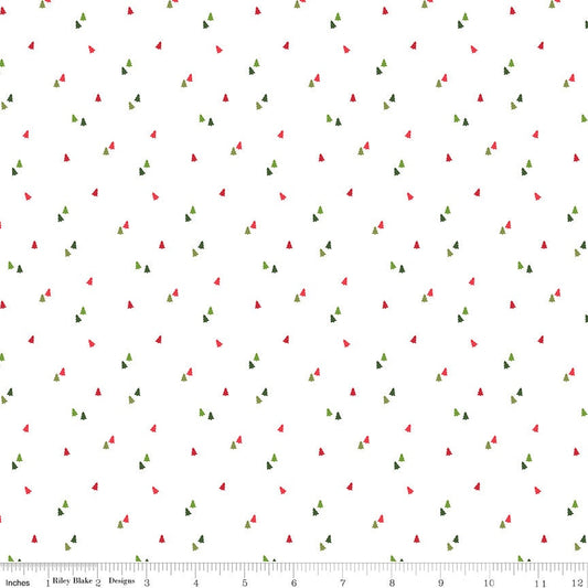 Seasonal Basics Trees C854-White, by Christopher Thompson for Riley Blake Designs - 1/2 yard increments, continuously cut