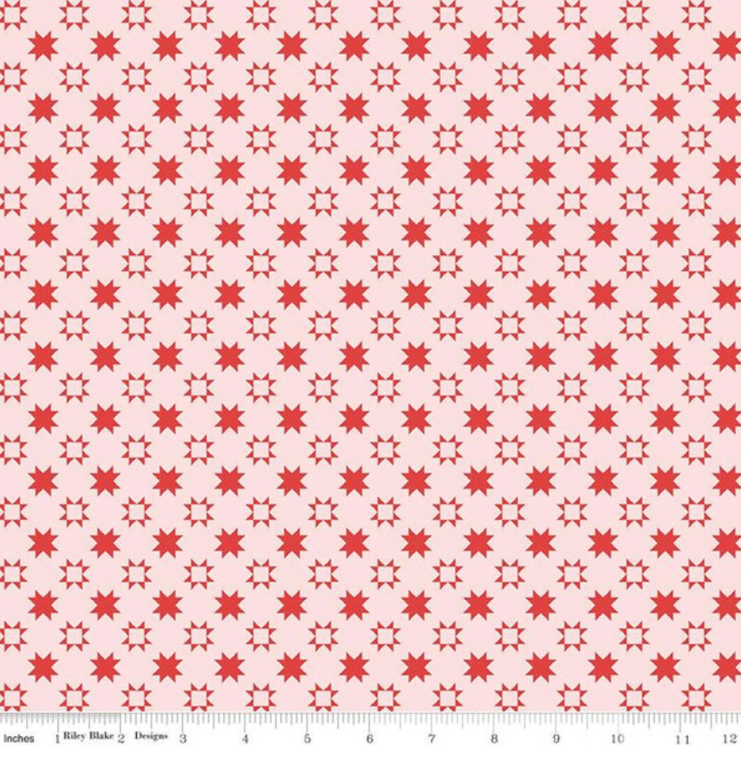 C11356- Quilt Fair Quilty Stars - Pink  by Tasha Noel for Riley Blake Designs - 1/2 Yard Increments Continuous Cut