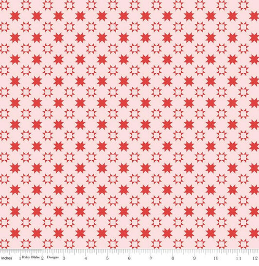 C11356- Quilt Fair Quilty Stars - Pink  by Tasha Noel for Riley Blake Designs - 1/2 Yard Increments Continuous Cut