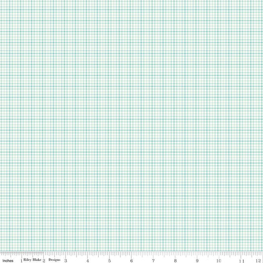 You & Me Plaid Aqua- C15406 by Sandy Gervais for RIley Blake Designs - 1/2 yard increments, continuously cut
