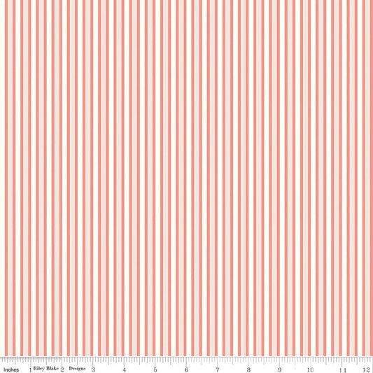 Melody Stripes Salmon - C15146 - By Bev McCullough for Riley Blake Designs - Sold in 1/2 yard increments, continuous cut