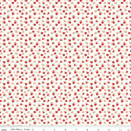 You & Me Tossed Floral - Cream C15404 by Sandy Gervais for Riley Blake Designs - 1/2 yard increments, continuously cut