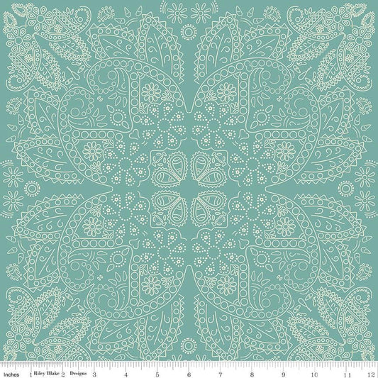 Cowboys  Bandana Teal - C15493-TEAL by Echo Park Paper for Riley Blake Designs- 1/2 Yard Increments, continuous Cut