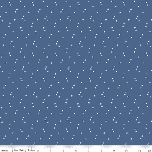 Seasonal Basics Stars Blue by Christopher Thompson for Riley Blake Designs - Sold in 1/2 yard increments, continuous cut