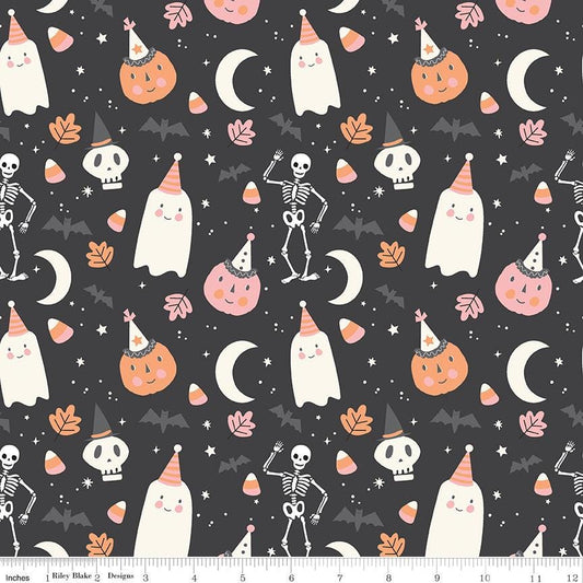 Hey Pumpkin Main Charcoal Quilting Fabric by My Mind's Eye for Riley Blake Designs - Sold in 1/2 yard increments, continuously cut.  C16030
