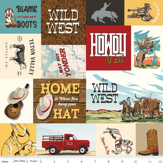 Cowboys Main C15490-MULTI by Echo Park Paper For Riley Blake Designs - 1/2 Yard increments, continuous Cut