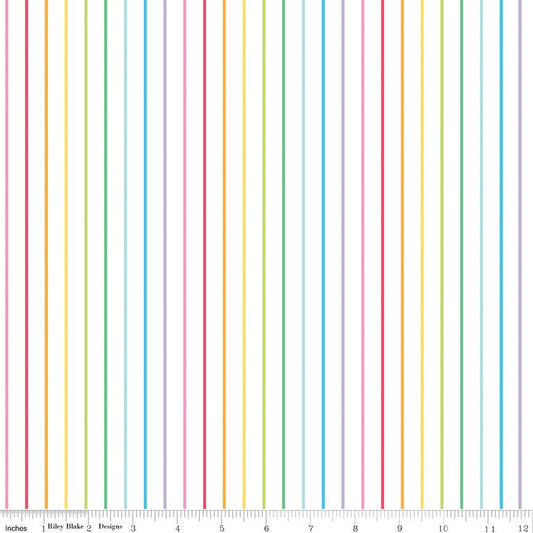 Sunshine Blvd Stripes - C12103-White by Damask Love for Riley Blake Designs - 1/2 Yard Continuous Cut