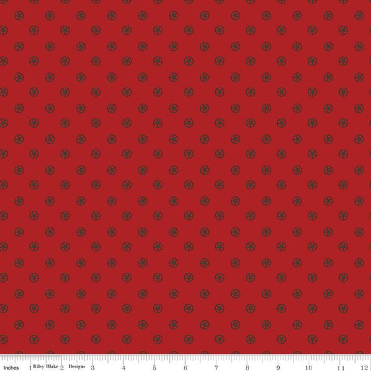 Cowboys Circle Stars Barn Red -C15498-BARNRED by Echo Park Paper for Riley Blake Designs - 1/2 yard increments, continuous cut