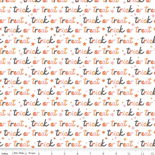 Hey Pumpkin Trick or Treat 100% Cotton Quilting Fabric - My Mind's Eye for Riley Blake - sold in 1/2 yard increments, continuous cut C16034